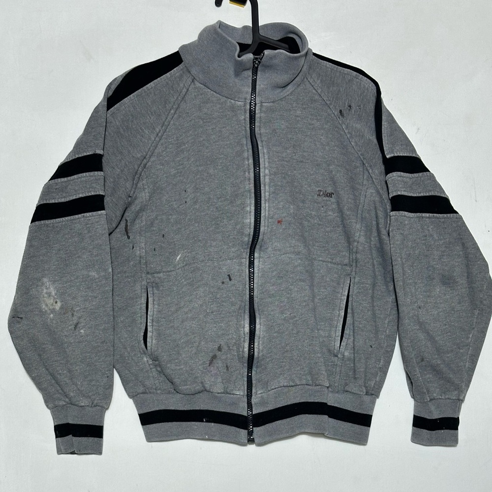 Vintage Artist Dior Gray and Black Zip-Up Cardigan Tracksuit
